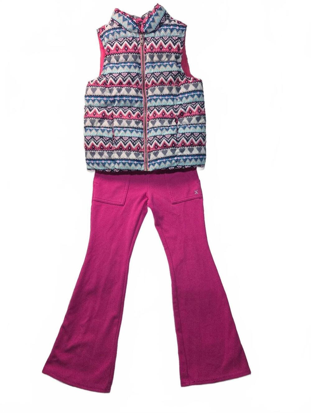 Gymboree Girls' Pink and Multi-Color Patterned Puffer Vest Size M 7-8